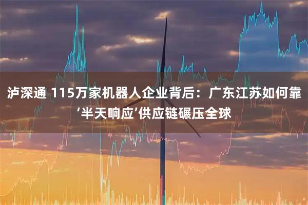 泸深通 115万家机器人企业背后:广东江苏如何靠‘半天响应’供应链碾压全球